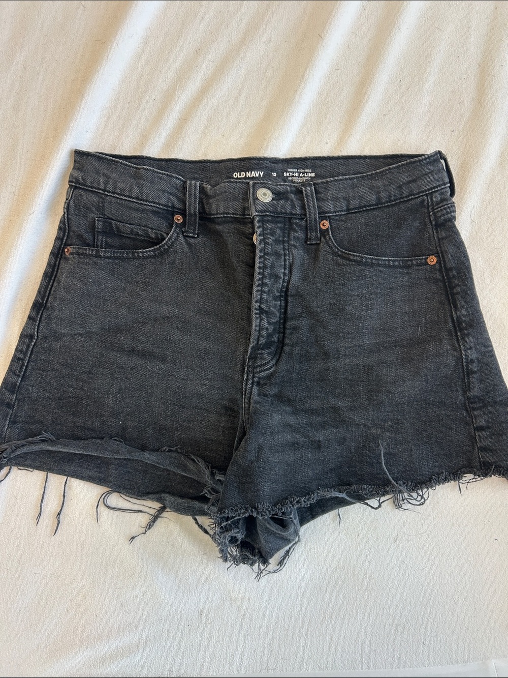 Old Navy Black High-Rise Frayed Denim Shorts